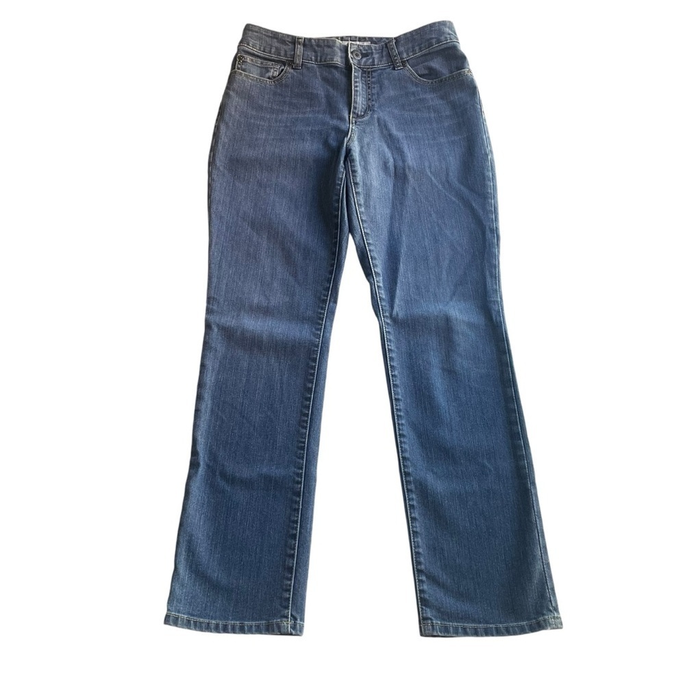 Chicos Platinum Denim Jeans Blue Size 0 6P Short Small Ultimate Fit Slim Leg 28L